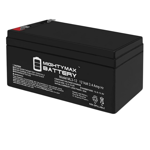 Mighty Max Battery ML3-12 - 12V 3AH SLA Battery Replaces PS-1230 LC-R123R4P NP3-12 ML3-1256